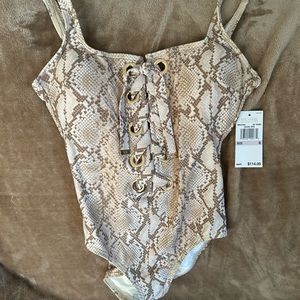 Michael Kors Printed Lace-Up Swimsuit